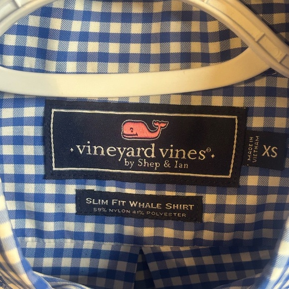 Vineyard Vines Boys Long Sleeve Slim Fit Button Down Blue Gingham Dress Shirt XS - Picture 4 of 5